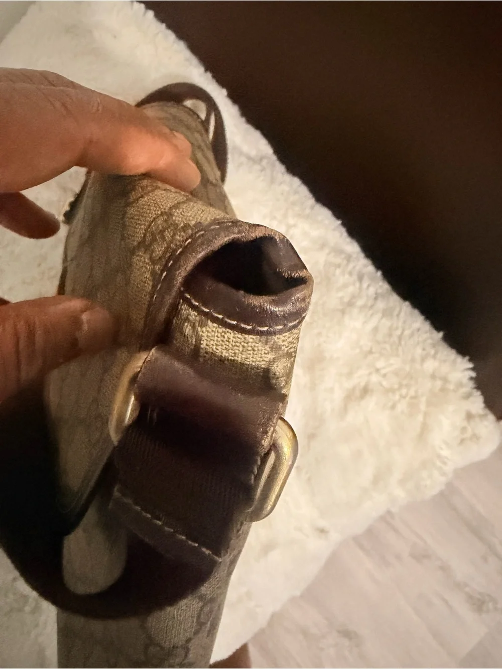 Gucci Beige and Brown Monogram Crossbody Bag
